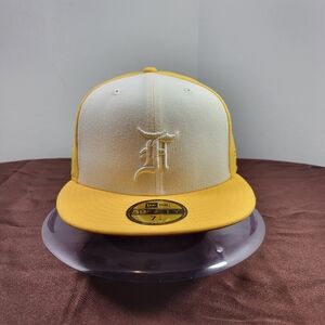 New Era x Fear of God Hat NWT Fitted 7 1/4 Yellow Wool Fear of God Essential Cap